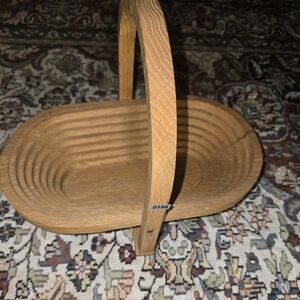 Rustic Wooden Basket with Handle